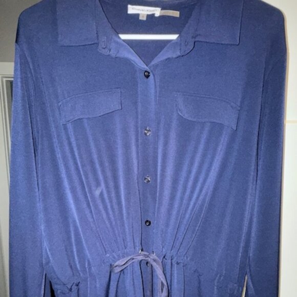 Calvin Klein drawstring waist collared tunic - Navy - Large - Picture 1 of 1